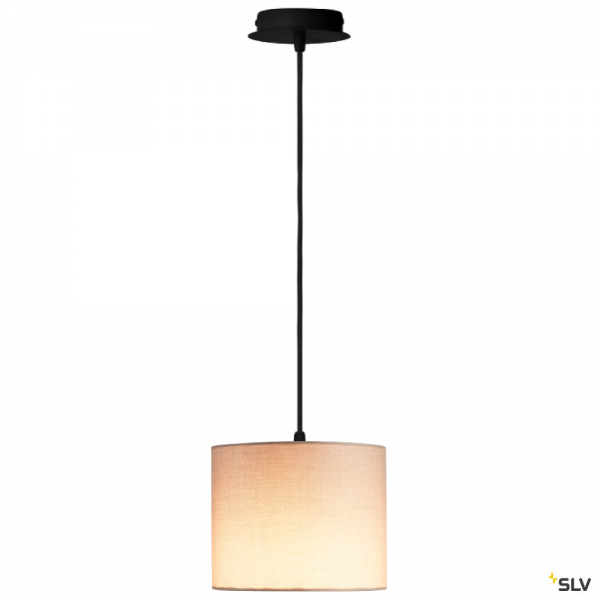SLV 155560 + 1001454 Fenda, Pendelleuchte, schwarz/beige, Ø20cm, E27, max.60W