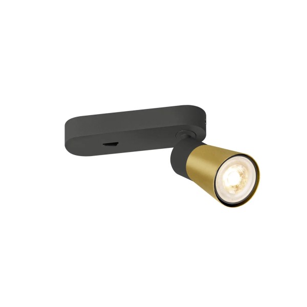 SLV 1008301 Puri 2.0 Cone, Strahler mit Schalter, GU10, in schwarz/gold