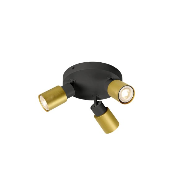 SLV 1008333 Puri 2.0 Tube, Strahler Rondell 3-flammig, GU10, in schwarz/gold
