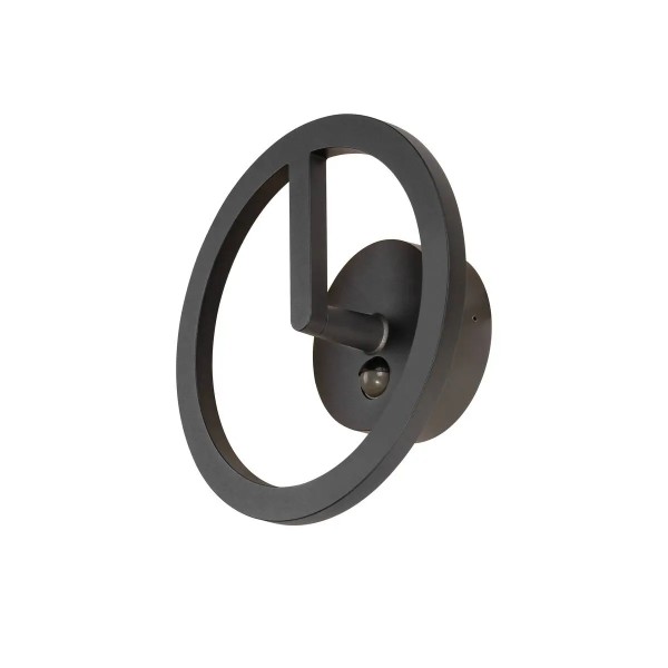 SLV 1007916 Q-Ring, LED-Wandleuchte außen, mit Sensor, schwarz, IP54, dimmbar, 10W, 3000K, 950lm