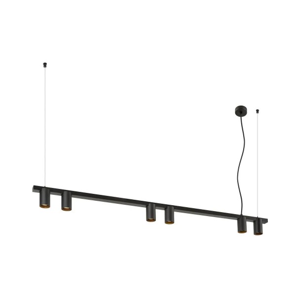 SLV 1011907 Enola 2.0 M, Lineare Pendelleuchte Sechsflammig, GU10, 1,5m, in Schwarz