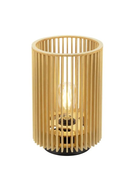 SLV 1010402 Wud TL, Runde Holz-Tischlampe mit Lamellen, E27, in beige/natur