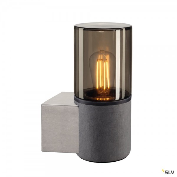 SLV 155752 Lisenne, Wandleuchte, Basalt/Rauchglas, grau, E27, max.23W