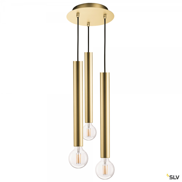 SLV 1002164 + 1002162 Fitu, Pendelleuchte, gold, E27, max.3x60W