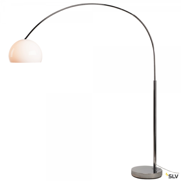 SLV 1000763 + 1000764 Fenda Bow, Bogenleuchten, chrom/weiß, Ø40cm, E27, max.40W