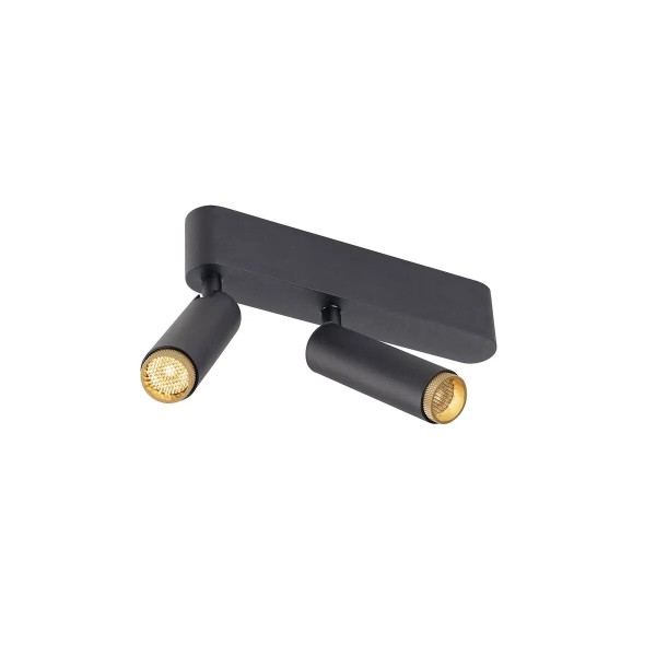 SLV 1009046 Grip! S, LED-Strahler 2-flammig mit Dekoring, DIM, 21W, 27K, in schwarz/gold