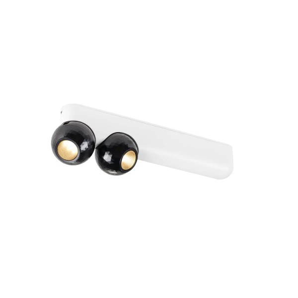 SLV 1010307 Dysko, LED Wand & Deckenstrahler 2-flammig Rund, DIM, 13W, 27K, in weiß/schwarz