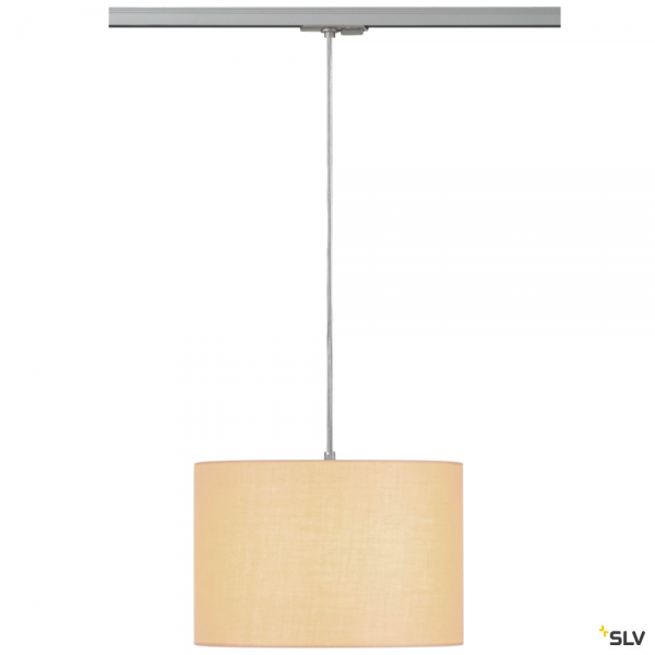 SLV 143124 + 132662 + 155583 Fenda, 1 Phasen, Pendelleuchte, chrom/beige, Ø30cm, E27, max.60W