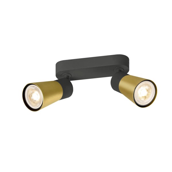 SLV 1008366 Puri 2.0 Cone, Strahler 2-flammig, GU10, in schwarz/gold