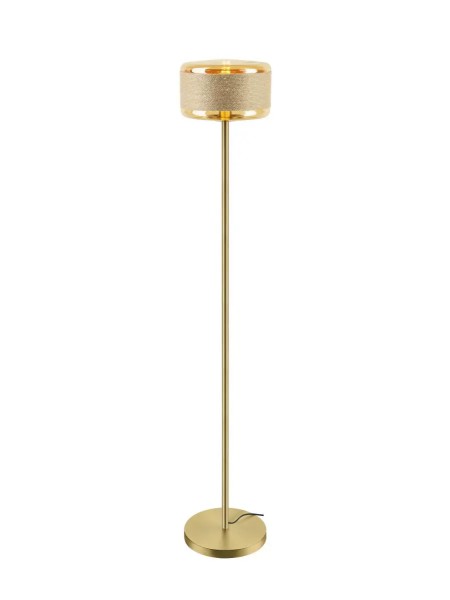 SLV 1010206 Pantilo Rope 27, Designer Glas Stehlampe mit Hanfseil, E27, in gold/natur
