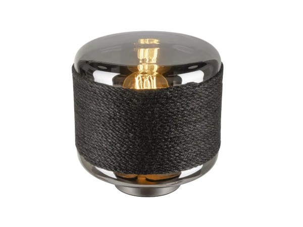 SLV 1010209 Pantilo Rope 19, Designer Glas Tischlampe mit Hanfseil, E27, in silber/anthrazit
