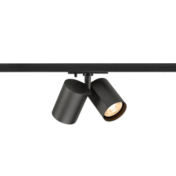 SLV 1011761 Bima 2.0 Double, 1-Phasen Schienenstrahler Rund, zweiflammig, GU10, in Schwarz
