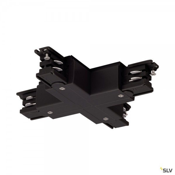 SLV 175150 X-Verbinder, schwarz, 3Phasen, S-Track, Aufbauschiene