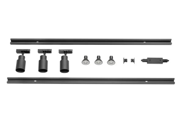 SLV 1008903 Puri 2.0 1-Phasen Set, 2x 1m Schiene, 3x Spots & Lampen, Einspeiser und Endkappen