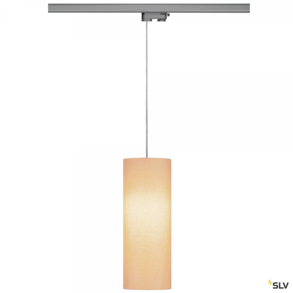 SLV 145994 + 132662 + 156143 Fenda, 3 Phasen, Pendelleuchte, chrom/beige, Ø15cm, E27, max.60W