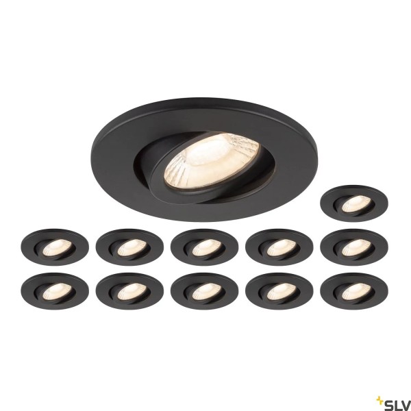 SLV 1007273 Universal Downlight Move SET, 12x LED-Einbaustrahler, schwarz, CCT, 5/8W, 27/3/4/6K