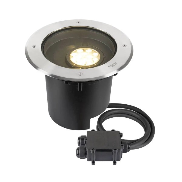 SLV 1009170 Dasar XL, LED-Bodeneinbaustrahler DALI rund schwenkbar, asym. 70°x40°, IP67, 27W, 3K