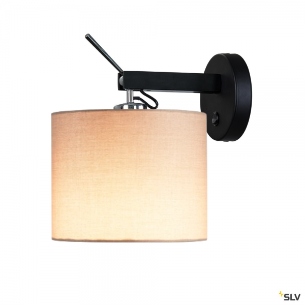 SLV 1003034 + 1001454 Fenda, Wandleuchte, mit Schalter, schwarz/beige, E27, max.40W