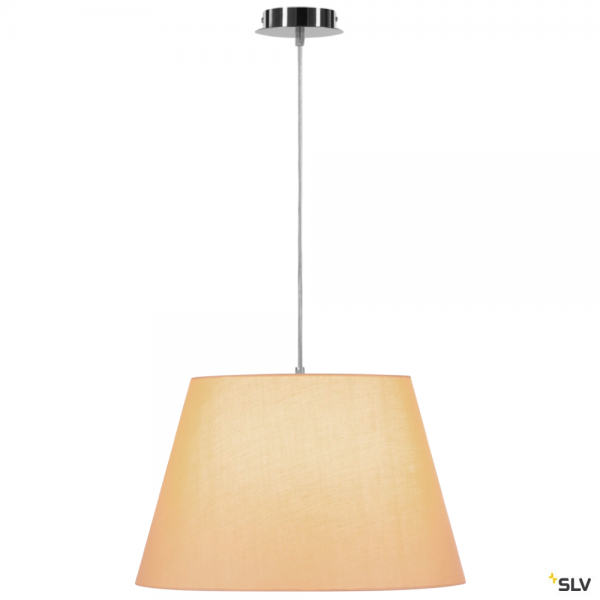 SLV 155562 + 156183 Fenda, Pendelleuchte, chrom/beige, Ø45,5cm, E27, max.60W