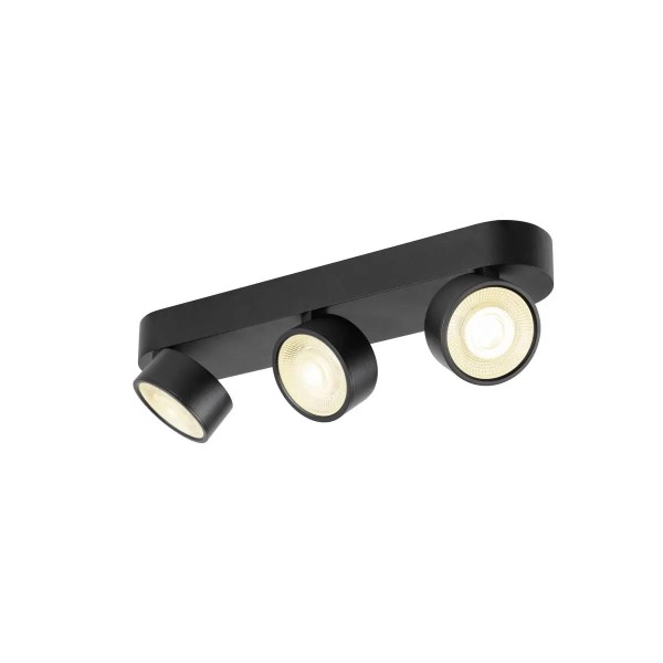SLV 1010273 Kalu 2.0, Runder LED-Wand & Deckenspot Flach 3-flammig, DIM, 28W, 3K, in schwarz