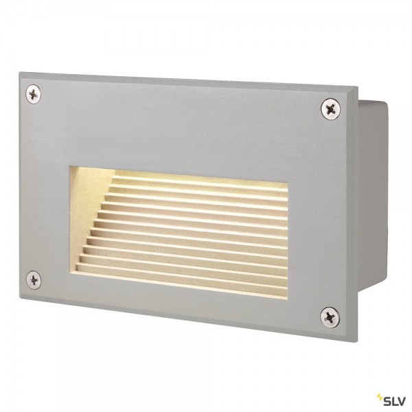 SLV 229702 Brick Downunder, Wandeinbauleuchte, silbergrau, IP54, LED, 1,4W, 3000K, 30lm