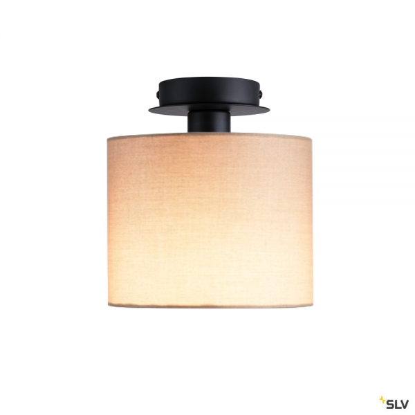 SLV 155550 + 1001454 Fenda, Deckenleuchte, schwarz/beige, Ø20cm, E27, max.60W