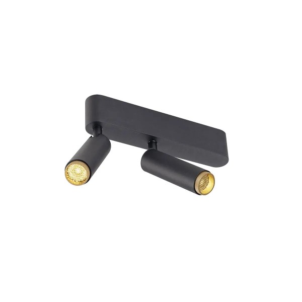 SLV 1009047 Grip! S, LED-Strahler 2-flammig mit Dekoring, DIM, 21W, 3K, in schwarz/gold