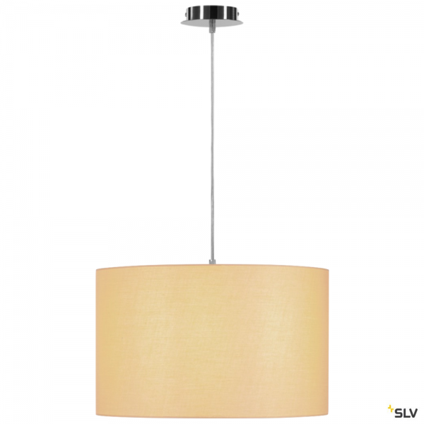 SLV 155562 + 156113 Fenda, Pendelleuchte, chrom/beige, Ø45,5cm, E27, max.60W