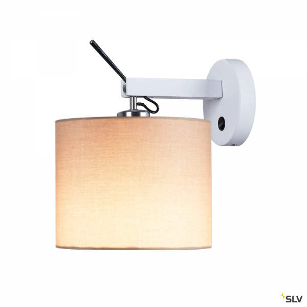 SLV 1003035 + 1001454 Fenda, Wandleuchte, mit Schalter, weiß/beige, E27, max.40W