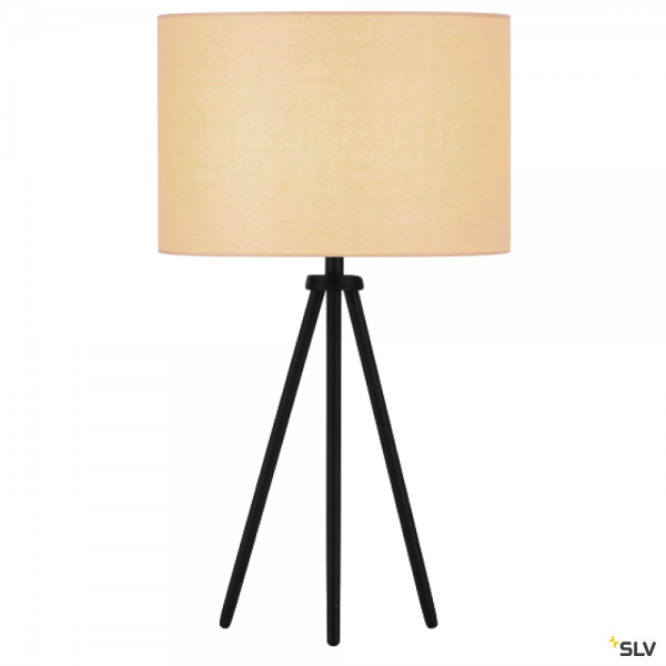 SLV 155540 + 155583 Fenda, Tischleuchte, schwarz/beige, Ø30cm, E27, max.40W