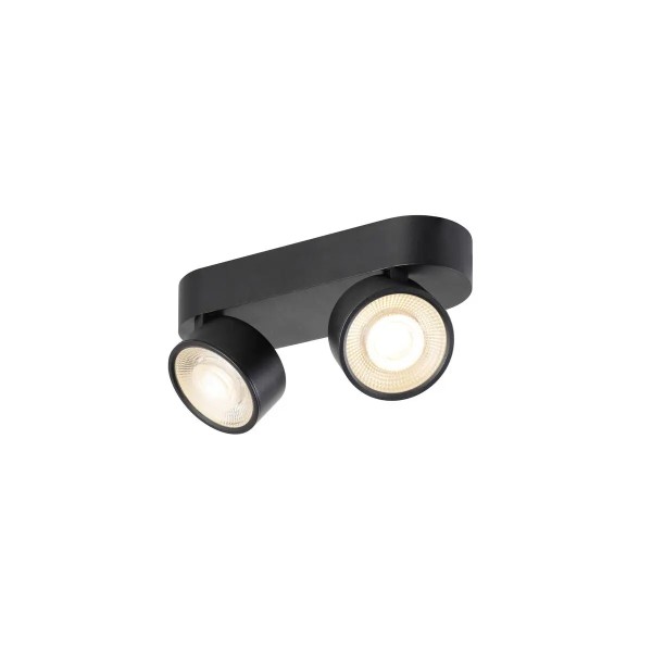 SLV 1010264 Kalu 2.0, Runder LED-Wand & Deckenspot Flach 2-flammig, DIM, 19W, 27K, in schwarz