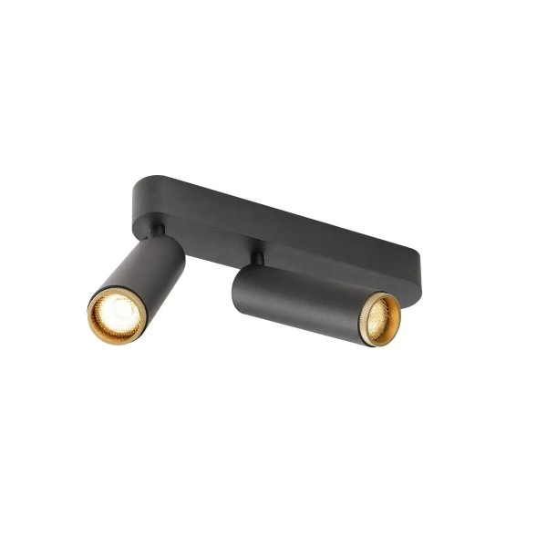 SLV 1009078 Grip! M, LED-Strahler 2-flammig mit Dekoring, DIM, 28W, 27K, in schwarz/gold