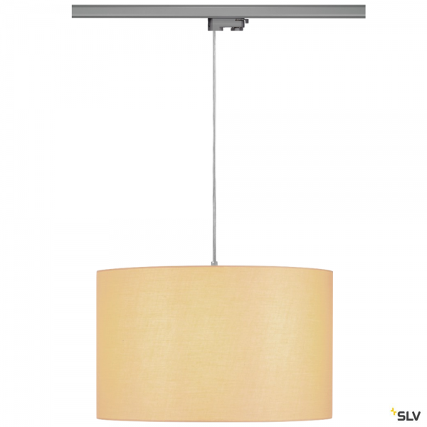 SLV 145994 + 132662 + 156113 Fenda, 3 Phasen, Pendelleuchte, chrom/beige, Ø45,5cm, E27, max.60W