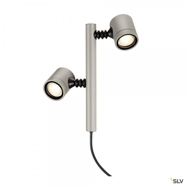 SLV 233184 Myra 2, Leuchtenkopf, silbergrau, IP44, QPAR51, LED GU10, max.2x4W