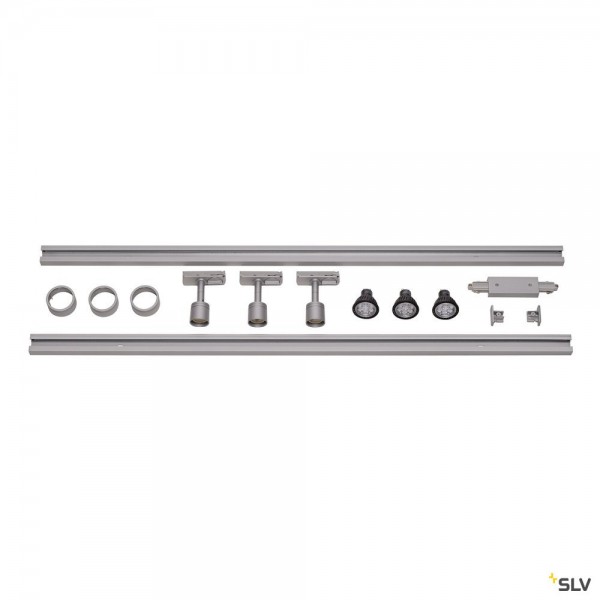 SLV 143194 Puri Set, 1 Phasen, Strahler, silbergrau, QPAR51, LED GU10, max.3x4W