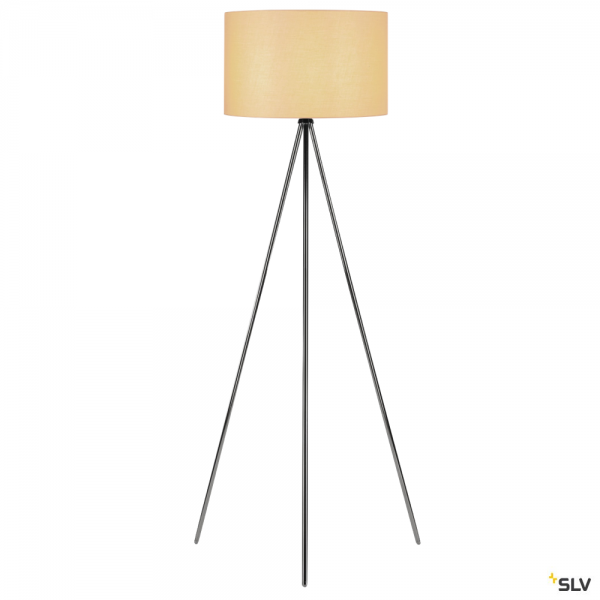 SLV 155492 + 156113 Fenda, Stehleuchte, chrom/beige, Ø45,5cm, E27, max.40W