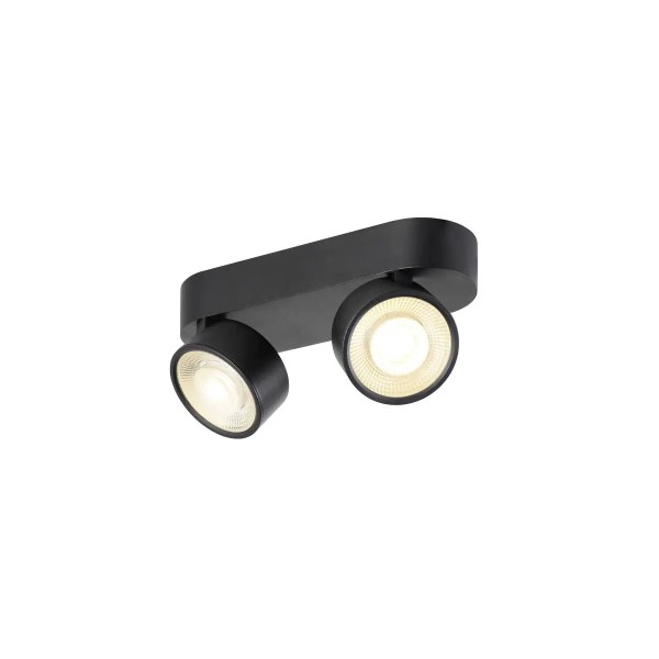 SLV 1010267 Kalu 2.0, Runder LED-Wand & Deckenspot Flach 2-flammig, DIM, 19W, 3K, in schwarz