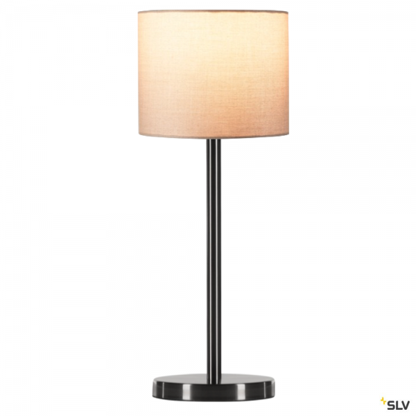 SLV 155785 + 1001454 Fenda, Tischleuchte, metall gebürstet/beige, Ø20cm, E27, max.40W