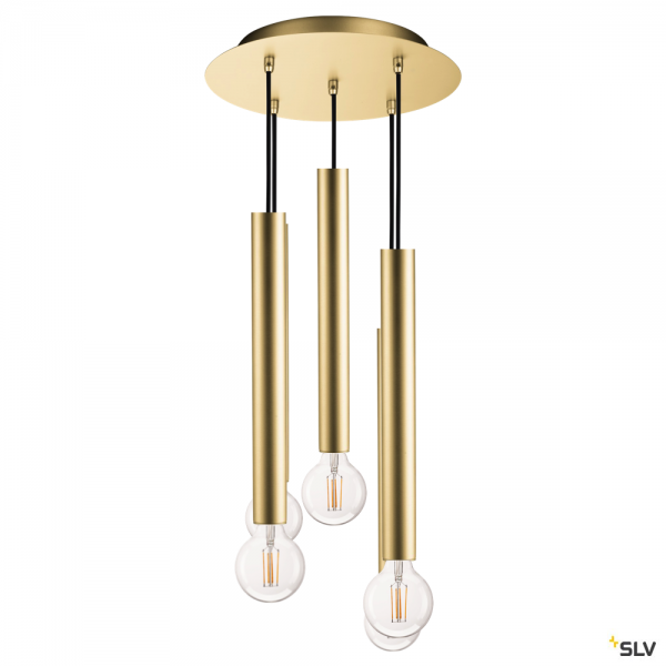 SLV 1002165 + 1002162 Fitu, Pendelleuchte, gold, E27, max.5x60W