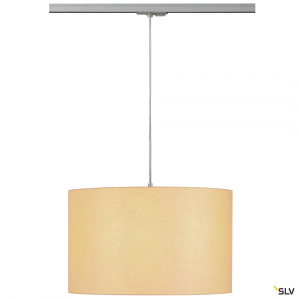 SLV 143124 + 132662 + 156113 Fenda, 1 Phasen, Pendelleuchte, chrom/beige, Ø45,5cm, E27, max.60W