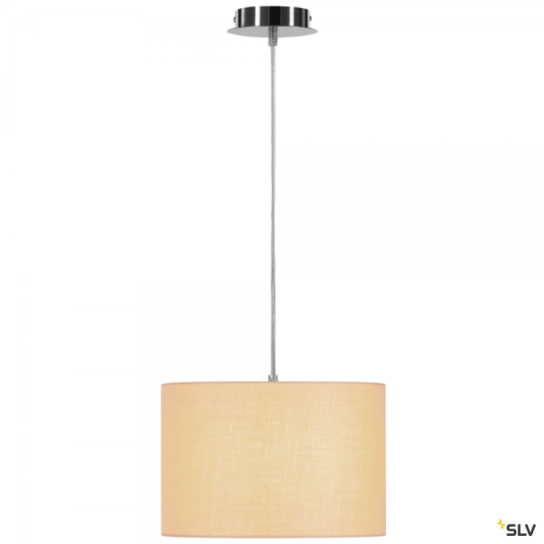 SLV 155562 + 155583 Fenda, Pendelleuchte, chrom/beige, Ø30cm, E27, max.60W