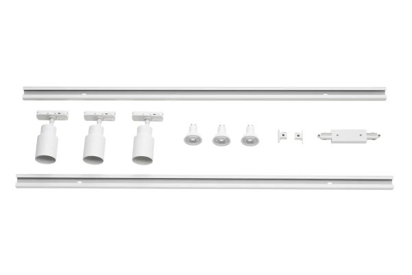SLV 1008902 Puri 2.0 1-Phasen Set, 2x 1m Schiene, 3x Spots & Lampen, Einspeiser und Endkappen