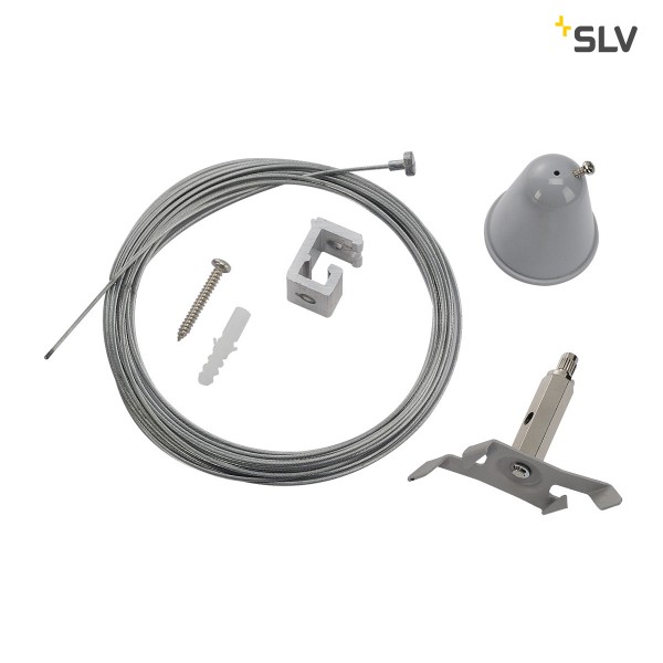 SLV 175174 3Phasen, S-Track, Aufbauschiene, Drahtseilabhängung, 500cm, silbergrau