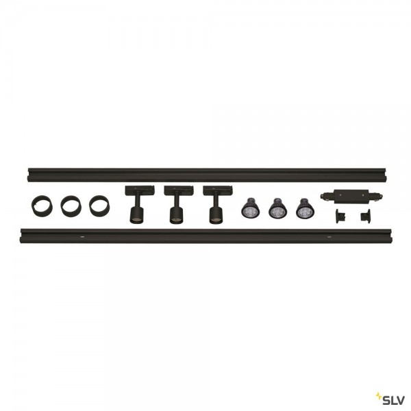 SLV 143190 Puri Set, 1 Phasen, Strahler, schwarz, QPAR51, LED GU10, max.3x4W