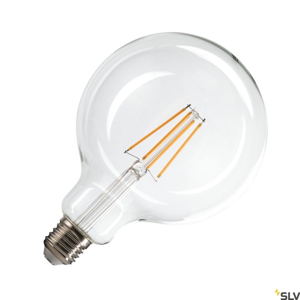 SLV 1005310 Leuchtmittel G125, transparent, dimmbar, E27, LED, 7,5W, 2700K, 800lm, 320°