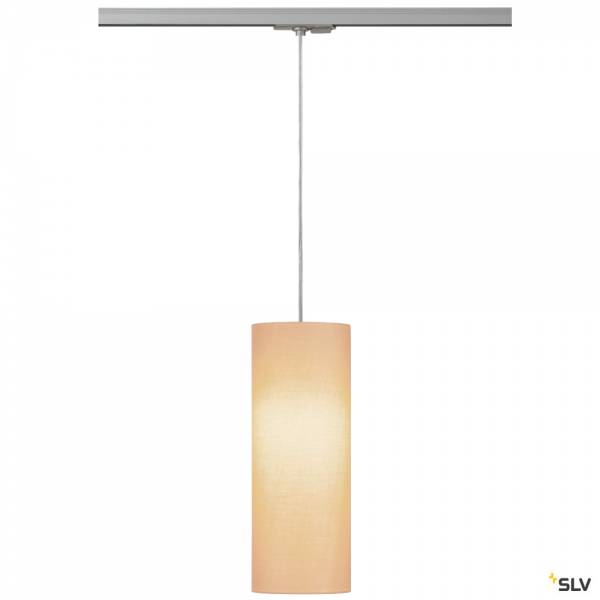 SLV 143124 + 132662 + 156143 Fenda, 1 Phasen, Pendelleuchte, chrom/beige, Ø15cm, E27, max.60W