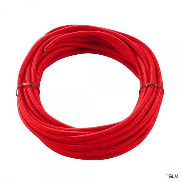 SLV 961276 Textilkabel, 10m, rot, 3-adrig