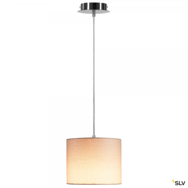 SLV 155562 + 1001454 Fenda, Pendelleuchte, chrom/beige, Ø20cm, E27, max.60W
