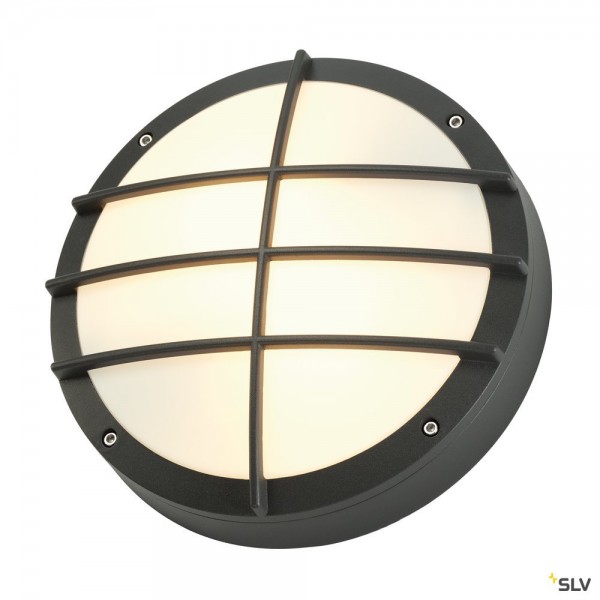 SLV 229085 Bulan Grid, Wand- und Deckenleuchte, anthrazit, IP44, E27, max.2x25W