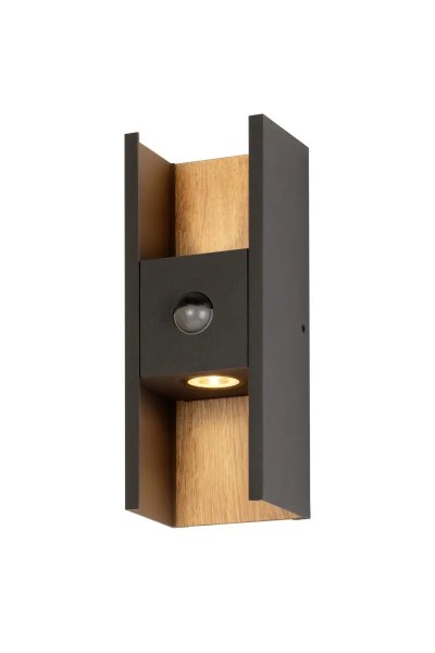 SLV 1010107 Flatt II, LED-Außenwandlampe Holz Up Down Sensor, DIM, IP65, 9.5W, 27K, in anthrazit